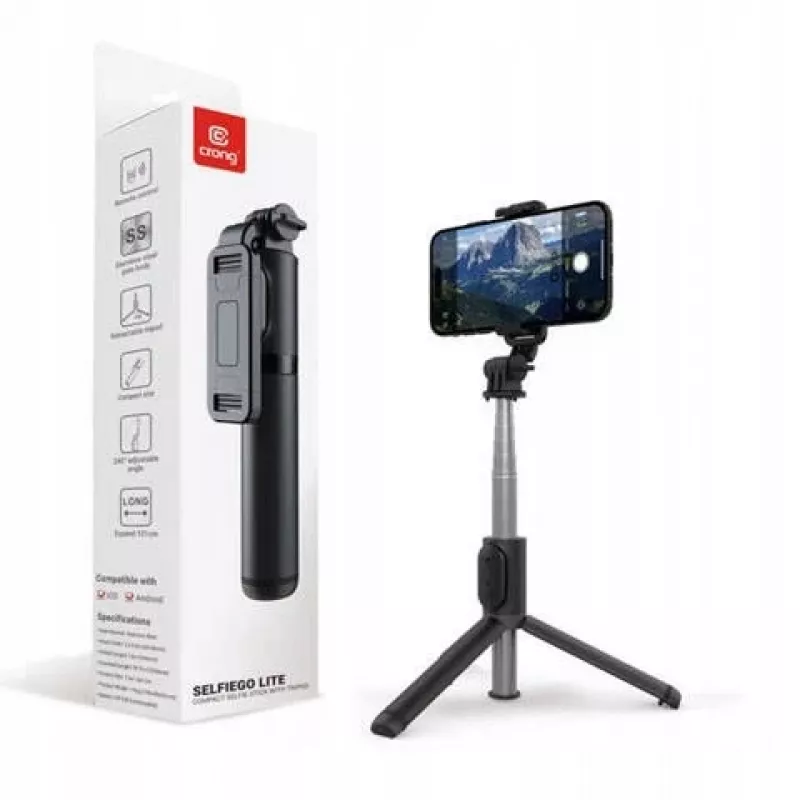 SelfieGo Kompaktowy Selfie Stick Bluetooth Statyw (20-101 cm) Crong CRGSGL1B