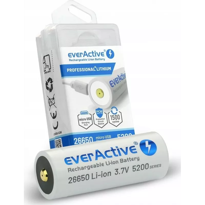 Akumulator everActive EV26650-52M 3,7 V 5200 mAh z ładowaniem Micro USB