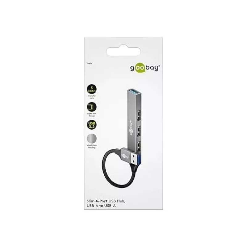 Goobay USB Hub 74456 Type-A 5000 Mbit/s Jasnoszary
