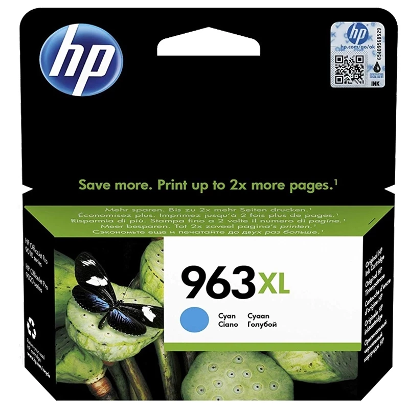 HP 963XL oryginalny wkład atramentowy o zwiększonej wydajności, cyjan, 1 szt., 1600 stron