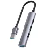 Unitek H1208A hub USB-A, 4 porty (1x USB-A 5 Gbps, 3x USB-A 2.0), aluminiowy, srebrny