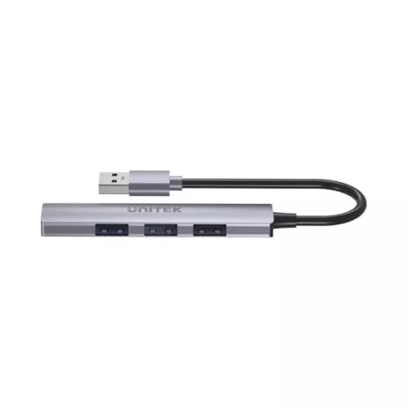 Unitek H1208A hub USB-A, 4 porty (1x USB-A 5 Gbps, 3x USB-A 2.0), aluminiowy, srebrny