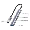 Unitek H1208A hub USB-A, 4 porty (1x USB-A 5 Gbps, 3x USB-A 2.0), aluminiowy, srebrny