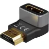 Goobay 72011 HDMI™ Adapter kątowy 270° pionowy, 8K przy 60 Hz, pozłacany, czarny, srebrny | Goobay
