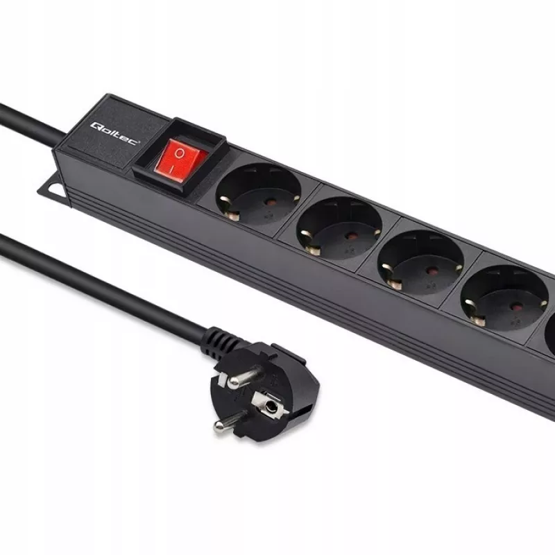 Aluminiowa listwa zasilająca Qoltec do szafy RACK | 16A | 16 x Schuko | pionowa | 1,8 m