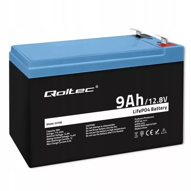 bateria LiFePO4 Lithium Iron Phosphate 12.8V 9Ah 115.2Wh
