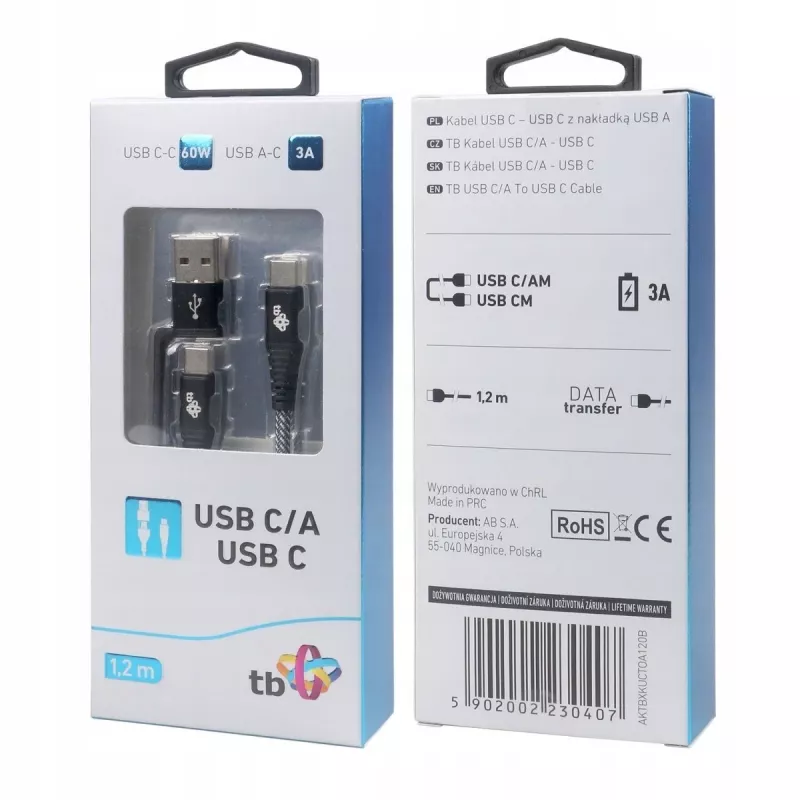Kabel USB A do C TB AKTBXKUCTOA120B 1,2 m, czarny