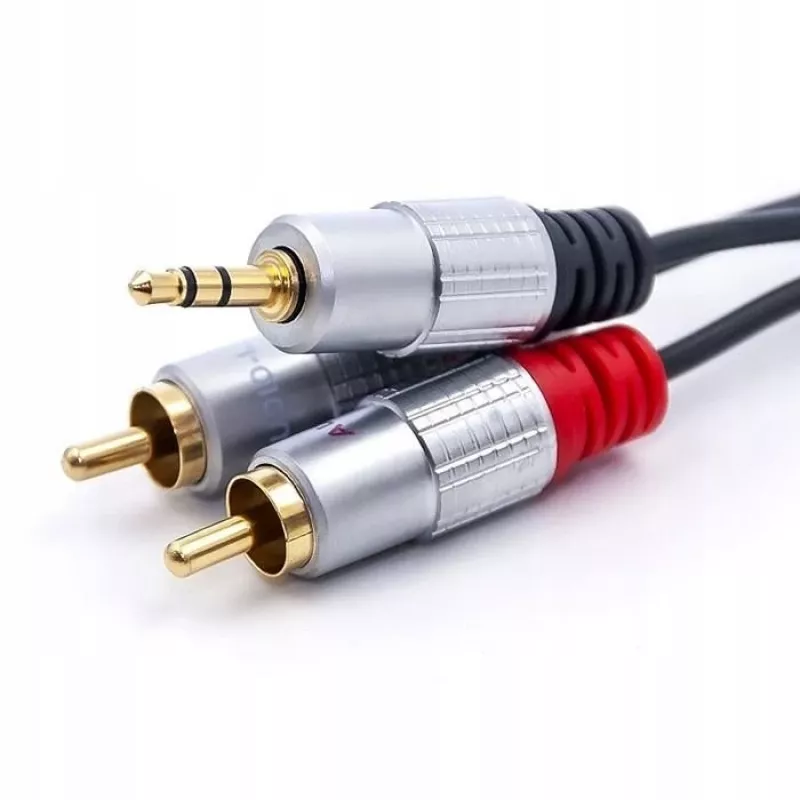 Kabel audio Qoltec 52340 2m 2xRCA 3.5mm Czarny