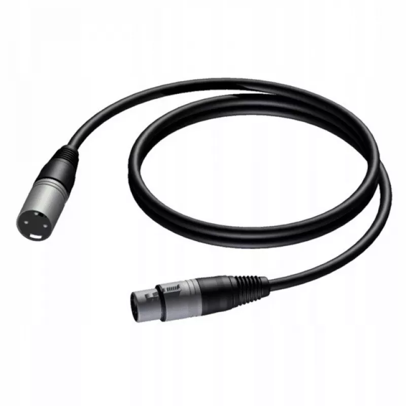 Przewód Procab XLR męski do XLR żeński 1,5 m — zbalansowany przewód mikrofonowy/audio
