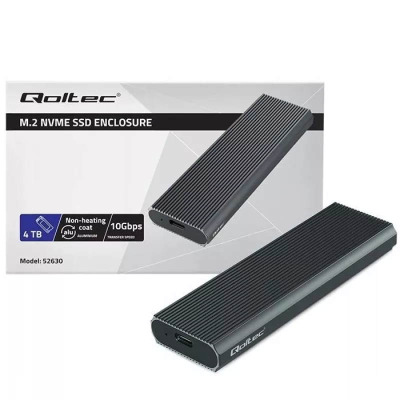 Obudowa M.2 NVMe SSD QOLTEC 52630 — USB 3.1 Gen2 10Gb/s, dla dysków M.2 NVMe