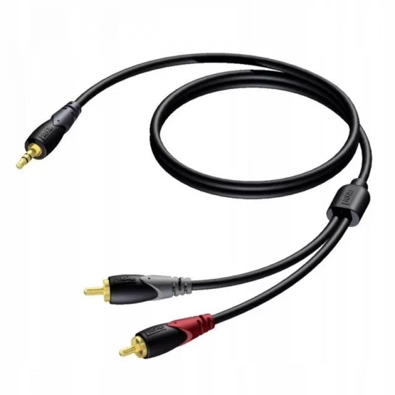 Kabel audio męski jack stereo 3,5 mm na 2× męski RCA/Cinch Procab 1KPCL049 5 m