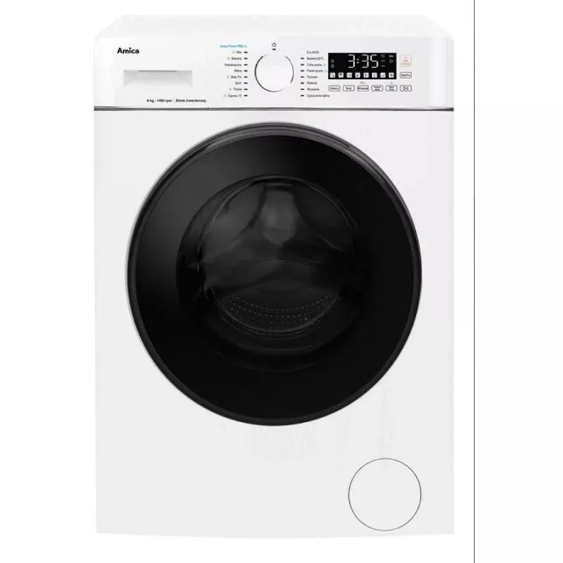 Pralka Amica Pojemność 8 kg, Klasa energetyczna A, 1400 obr./min, 16 programów, Biała