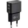 Wentronic goobay Ładowarka Dual USB - Zasilacz - 12 Wat - 2,4 A - 2 Porty wyjściowe (USB) - Czarny (44951)