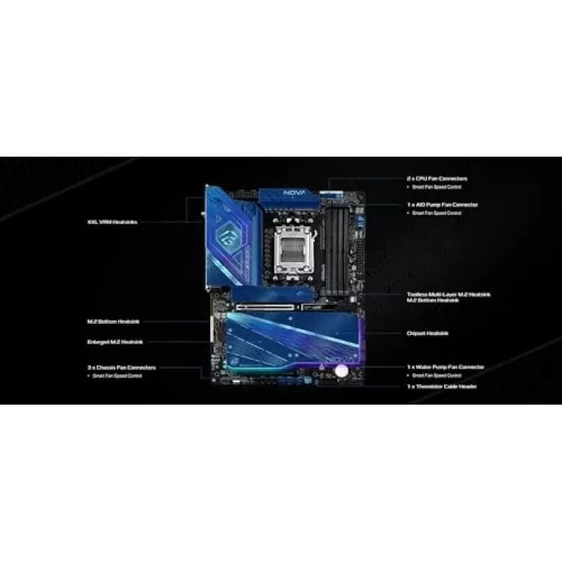 Płyta główna ASRock X870 NOVA WIFI — AMD X870, Socket AM5, ATX, 4× DIMM DDR5, 256GB, Wi‑Fi 6E, 2.5GbE