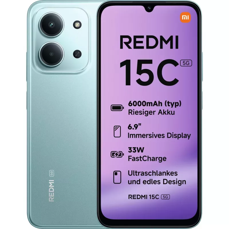 Xiaomi Redmi 15C 5G - Smartfon 5G - Dual-SIM - RAM 8 GB / Pamięć wewnętrzna 128 GB - Gniazdo microSD - 6,9 cala - 1600 x 720 pikseli (120 Hz)