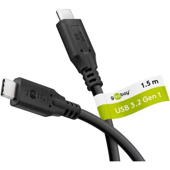 Goobay Kabel USB-C, USB 3.2, 60 W, 5 Gbit/s, Power Delivery, 1,5 m (1,50m, USB 3.2 Gen 1, 60W), Kabel USB