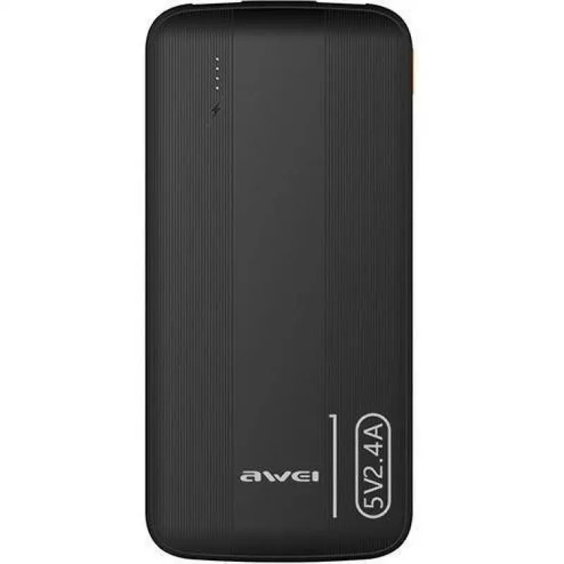 Awei PowerBank P20K 10000mAh Czarny/Czarny (10000mAh), Powerbank, Czarny
