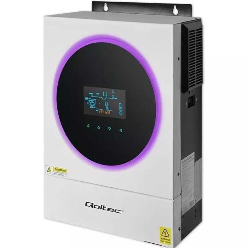 Qoltec, przetwornica napięcia, hybrydowy falownik solarny Off-Grid 4kVA 4kW 120A MPPT LCD Wi-Fi BMS Sinus