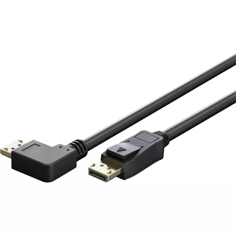 kabel DisplayPort Plug 90° > DisplayPort Plug, 8K / 144Hz (czarny, 2 Meter, 1 Plug 90° bocznie kątowany, 54 Gbit/s, DisplayPort 2.0 / 2.1)