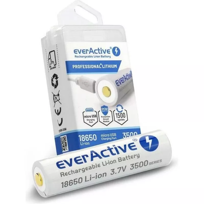 18650 Li-Ion 3.7V everActive 3500mAh battery (1 szt.) micro-USB with protection
