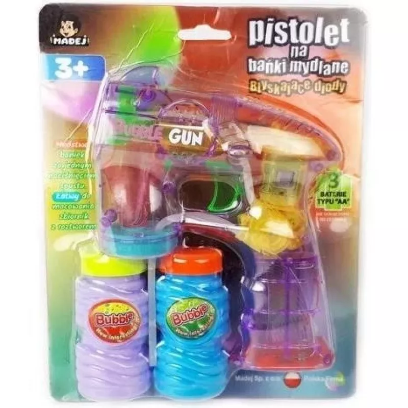 Pistolet do baniek Madej 000999 — ręczny pistolet świetlny do baniek mydlanych do zabawy