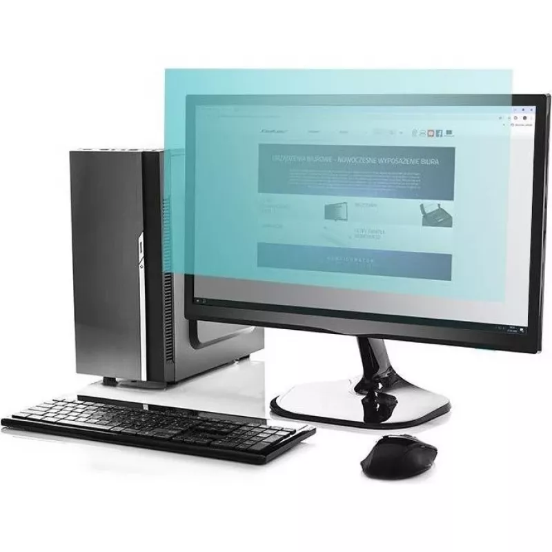 Qoltec Filtr Światła Niebieskiego 24 16:9 Ochrona Oczu Antyrefleksyjny Matowy do Monitora (24, 16:9), Folia Ochronna na Monitor