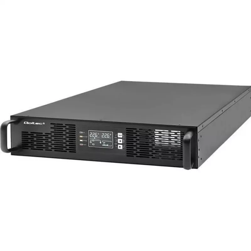 Zasilacz awaryjny Qoltec DO RACK 3KVA 3000W współczynnik mocy 1.0 LCD EPO USB on-LINE (3VA, 3000W, podwójna konwersja online UPS), UPS