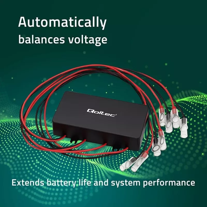 Balanser napięcia QOLTEC 51098 do systemów 48V — equalizer akumulatorów 4×12V