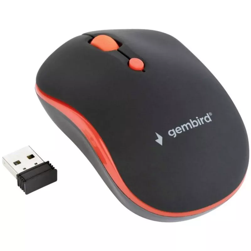 GEMBIRD MUSW-4B-03-R Bezprzewodowa Mysz Optyczna MUSW-4B-03-R 1600 DPI nano USB Czarno-Czerwona