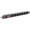 Lanberg | Listwa zasilająca PDU 19 cali 1U 10A 2M 7x gniazda Schuko | PDU-07F-0200-IEC-BK