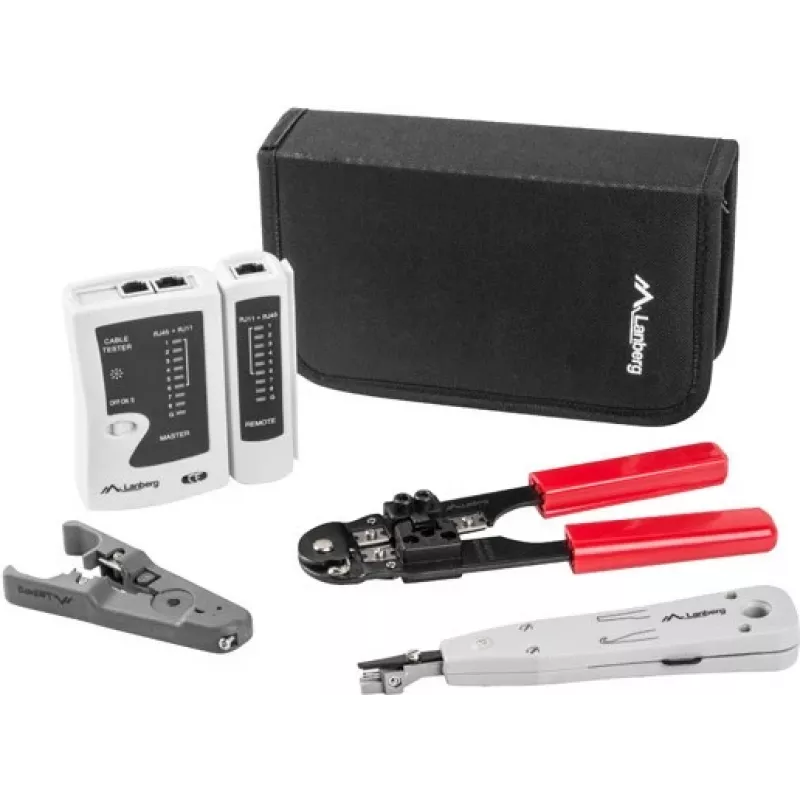 Zestaw narzędzi sieciowych LANBERG Tester Stripper Crimper NT-0301 – obsługa złączy RJ-12