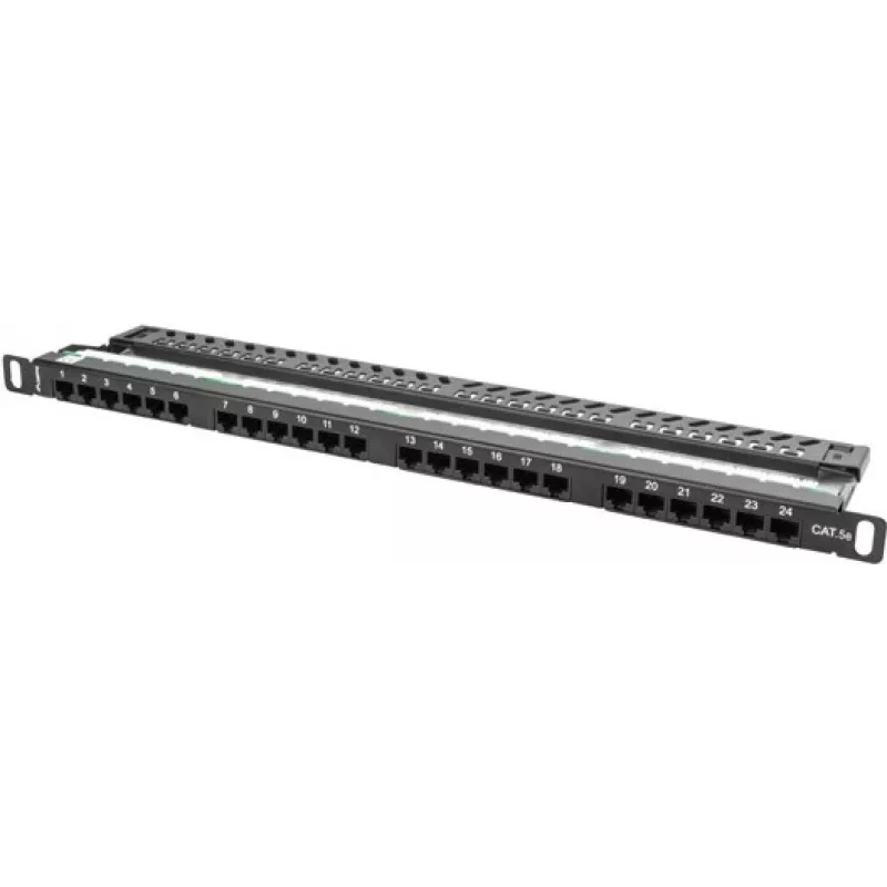 Lanberg PPU5-0024-B - RJ-45 - Kat.5, Kat.5e - Czarny - Metal - Montaż w szafie RACK - 0.5U