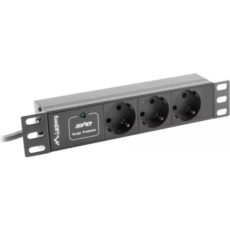 Lanberg PDU-03F-0200-BK Stromverteilereinheit (PDU) 1U Czarny 3 AC-Outputs (PDU-03E-0200-IEC-BK)