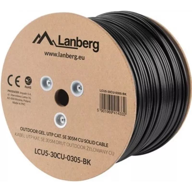 Lanberg LCU5-30CU-0305-BK Kabel sieciowy 305 m Cat5e U/UTP (UTP) Czarny (LCU5-30CU-0305-BK)