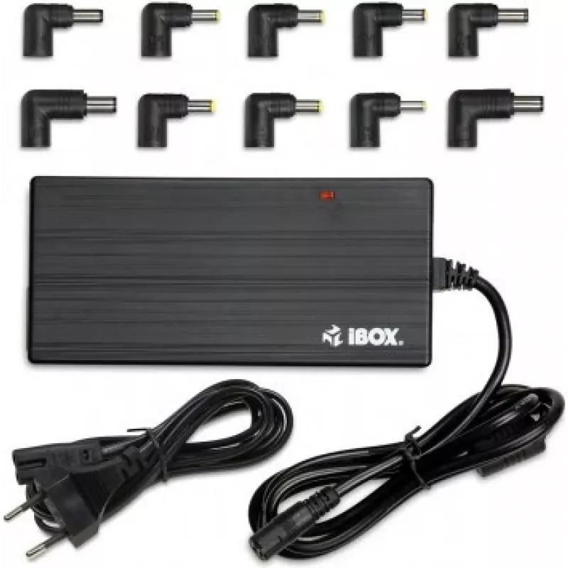 zasilacz IBOX IUZ90WA 90 W, wejście 100–240 V, wyjście 4,5 A, regulowane napięcie, do użytku wewnętrznego, czarny
