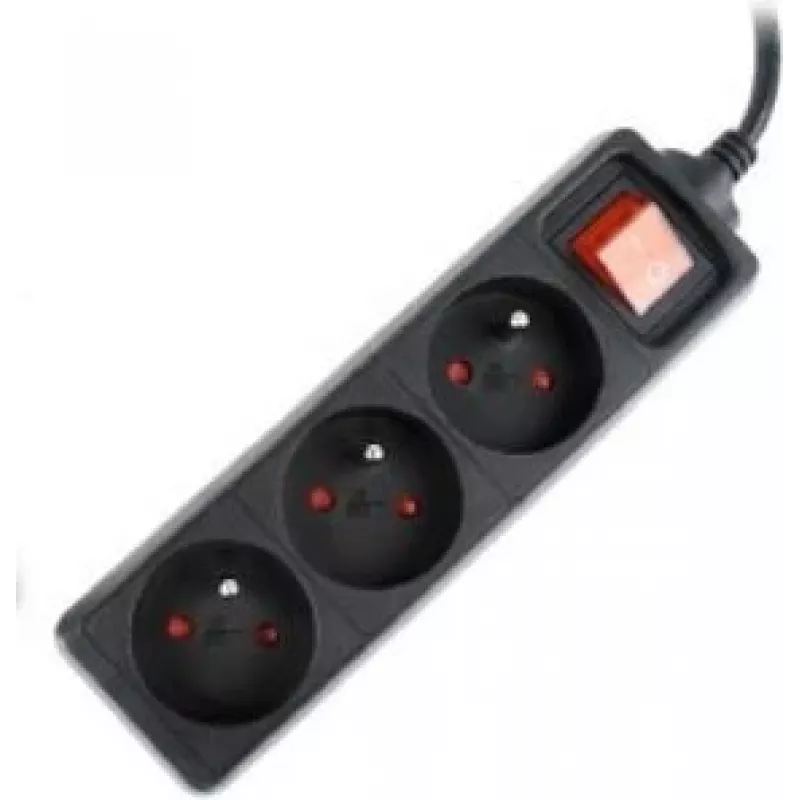 Gembird EG-PSU3F-01 listwa przeciwprzepięciowa Czarny 3 gniazda AC 230 V 0.6 m