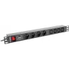 Jednostka dystrybucji zasilania LANBERG PDU-04E04I-0200-IEC-BK — 1U, 4 gniazda typu E, kabel 2 m, 10 A, 220–250 V