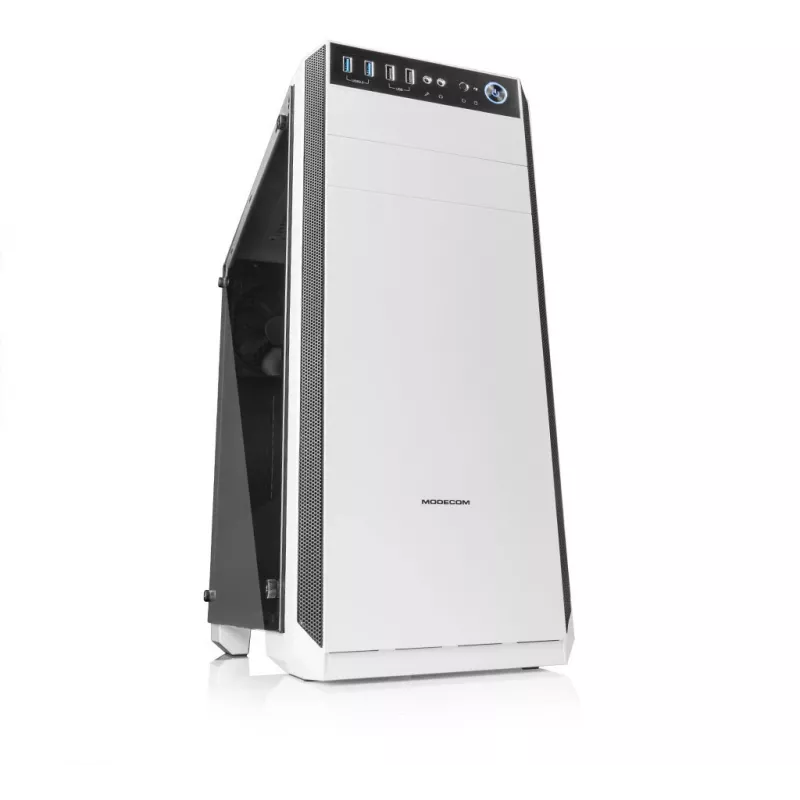 Obudowa PC MODECOM Oberon Pro Midi Tower, szkło hartowane, microATX/ATX, 7 slotów, GPU 395 mm, 2x3,5 cala + 3x2,5 cala zatoki, USB 3.2 Gen1