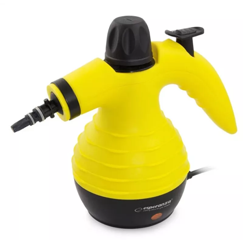 Przenośny myjka parowa ESPERANZA EHS001 — 0,35 l, 900 W, 3 bar, 115°C, 40 g/min, w zestawie dysze do podłóg/tapicerki/szczotki