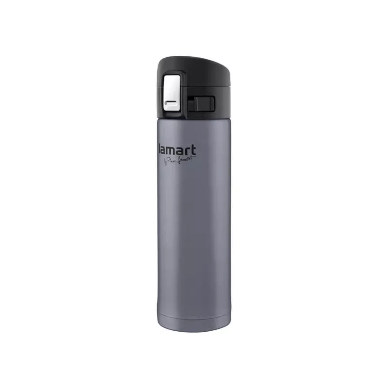 Kubek termiczny LAMART LT4044 0,42 l stal nierdzewna dwuścienny próżniowy, pokrywka z przyciskiem, Ø 6,4 cm