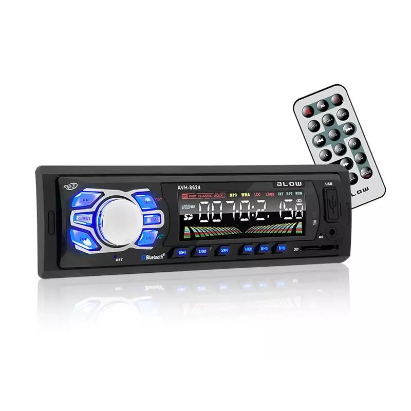 Radio samochodowe BLOW AVH-8624 — FM RDS, 45W RMS, Bluetooth, USB, MicroSD, AUX, wyświetlacz LCD, pilot, czarne