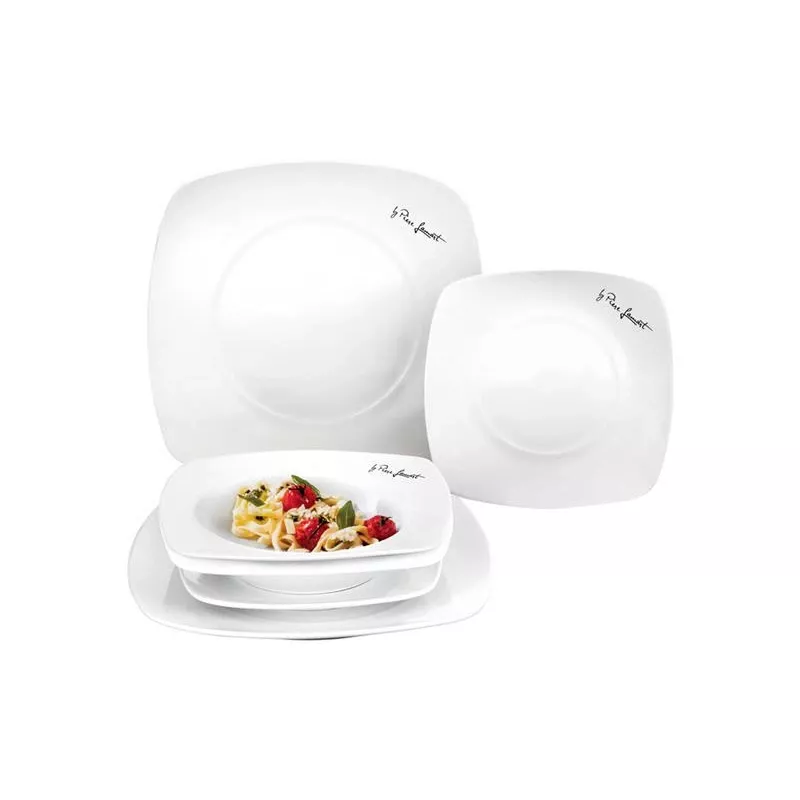 Zestaw naczyń stołowych LAMART LT9002 — 6 szt. talerzy porcelanowych: 2×25cm, 2×20cm, 2×17cm, biały