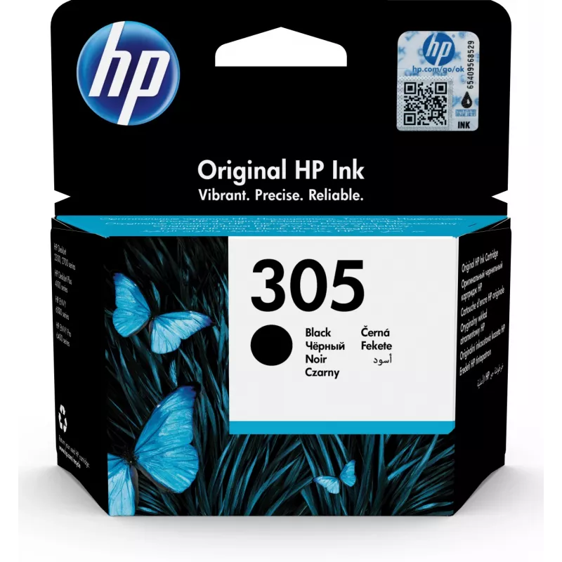 HP 305 Czarny oryginalny wkład atramentowy, czarny, 1 szt., 120 stron