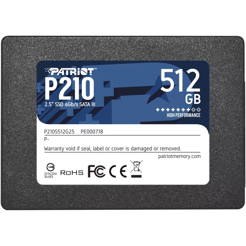 Dysk SSD 2,5 cala SATA III PATRIOT P210 512 GB — odczyt 500 MB/s, zapis 400 MB/s