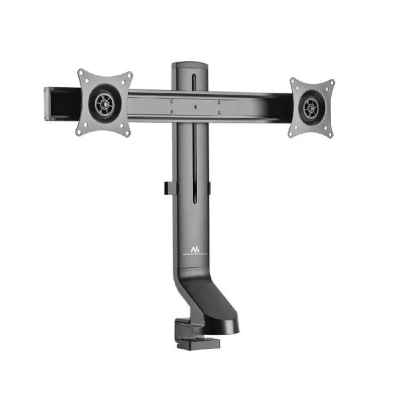 Uchwyt na monitory MACLEAN MC-854 do dwóch monitorów 17–27 cali VESA 75x75 / 100x100, podwójne ramię, montaż na biurku