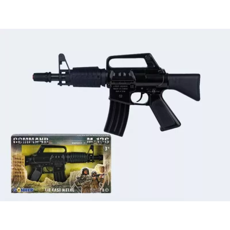 Zabawkowy karabin maszynowy Pulio model 155136/6 metalowa konstrukcja GONHER 136/6