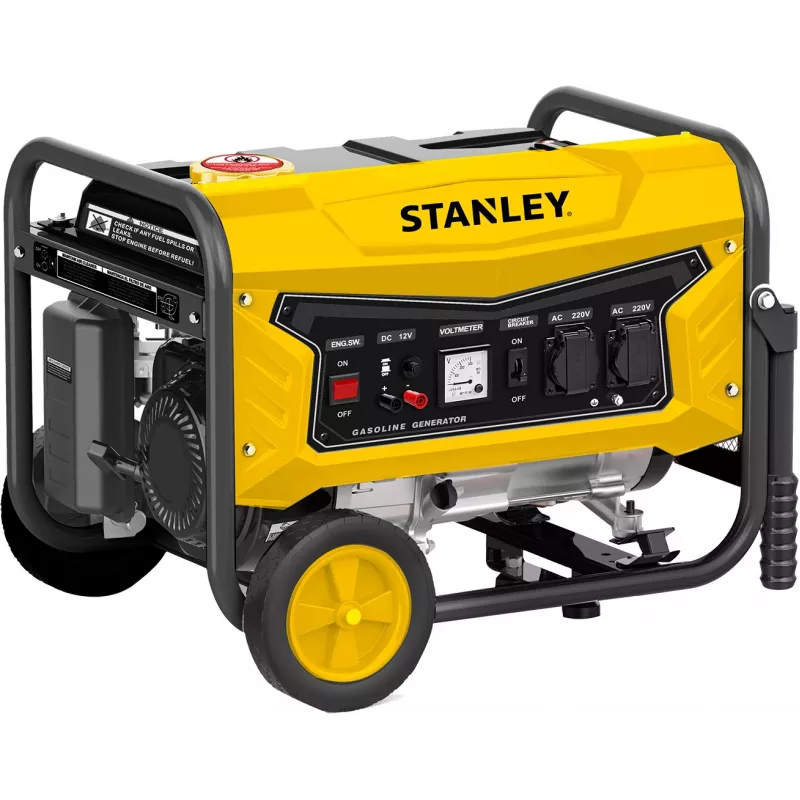 Przenośny generator benzynowy STANLEY SG3100 — 2600 W moc znamionowa, 3100 W maks., silnik OHV 1‑cylindrowy 212 cm³, zbiornik paliwa 15 L, gniazda 230 V