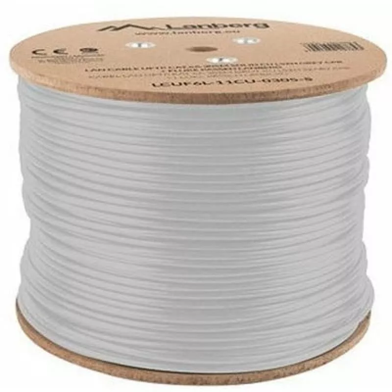 Kabel sieciowy LANBERG LCUF6L-11CU-0305-S U/FTP Cat6a na bębnie, 305 m, 23 AWG, 500 MHz, szary