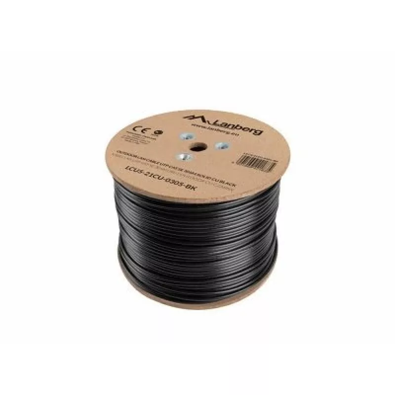 Kabel sieciowy LANBERG Cat5e U/UTP LCU5-21CU-0305-BK, 305 m, 24 AWG, płaszcz PVC, czarny