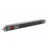 Lanberg PDU-08I-0200-C20-BK jednostka dystrybucji zasilania (PDU) 1U czarna 8 wyjść AC (PDU-08I-0200-C20-BK)